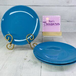 Room Essentials Target COUPE BLUE Solid Undecorated Stoneware Salad Plate Set 3